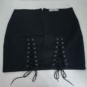 Adika Black Lace-Up Mini Skirt